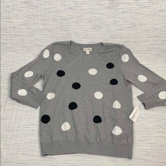 Maison Jules Gray Polka Dot Sweater Medium - Picture 3 of 6